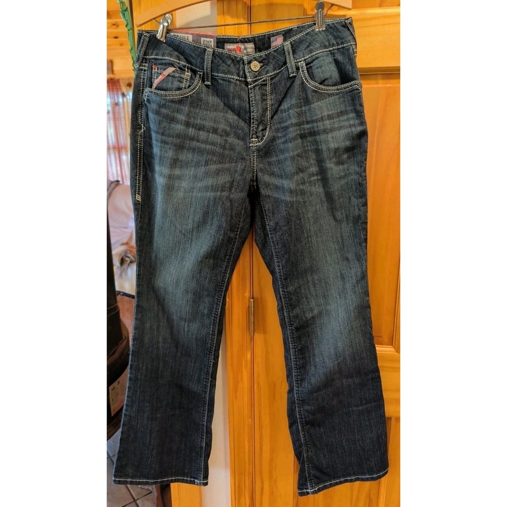 Ariat Women's Flame-Resistant Bootcut Jeans Blue Denim Stretch Medium Wash 31 S